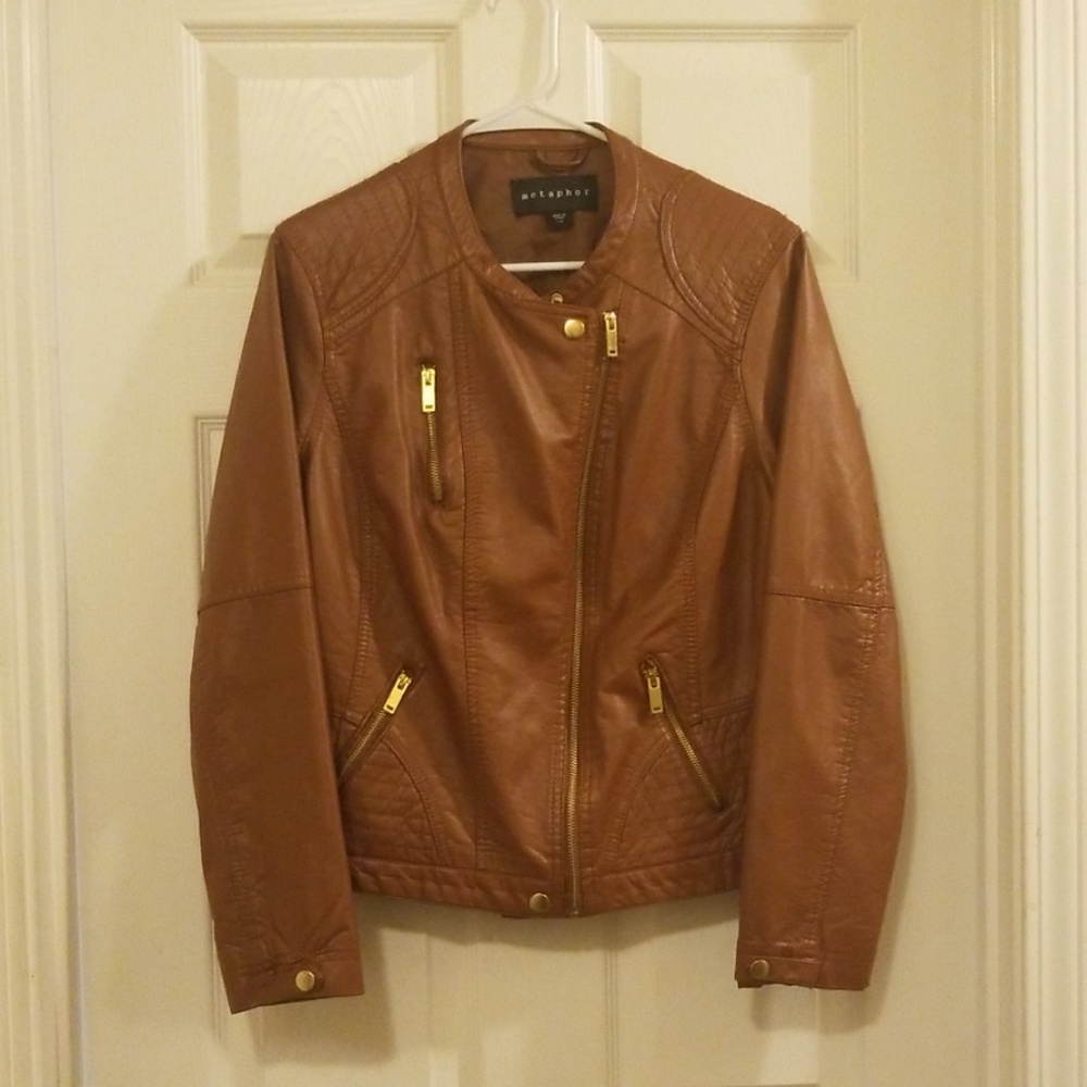 Metaphor Brown Faux Leather Jacket